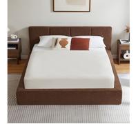 Sommier 160x200 cm tête lit capitonnée marron - cadre acier renforcé - montage facile