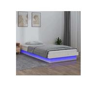 vidaXL Cadre de lit à LED Blanc 75x190 cm Petit simple Bois massif
