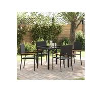 vidaXL Ensemble de jardin 5 pcs noir Poly-Rattan
