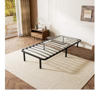 Sommier 90x190 cm,Cadre de lit métal avec 6 Pieds Inclus,DEWINNER 14 Lattes en Bois de peuplier,Renfort Central réglable