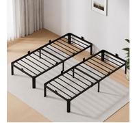 Sommier 90x200CM Métal Noir - AURALUM MAX - 14 lattes métalliques renforcées - Pieds arrondis antidérapants - 32 cm rangement