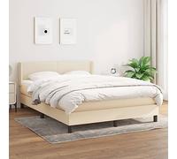 Sommier à lattes avec matelas à ressorts ensachés Crème 140x200 cm Tissu Lit complet confort fermeté soutien lombaire réglable idéal pour dormeur dos ventre relaxation sommeil réparateur