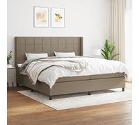 Sommier à lattes avec matelas et surmatelas Taupe 200x200 cm Lit complet en tissu durable tête de lit réglable soutien dos matelas à ressorts ensachés confort fermeté moyenne chambre adulte invité