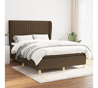 Sommier à lattes avec matelas ressorts ensachés Marron foncé 140x190 cm, Tête de lit réglable, Support fermeté moyenne, Literie complète pour chambre à coucher avec surmatelas confortable