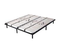 Sommier à lattes, cadre en acier, réglage lombaire, pieds inclus 140X200 cm | Espacement maximal de 3 cm et hauteur totale de 31 cm, pour une installation autonome ou dans un lit avec traverse centrale.