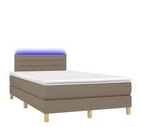 Sommier à Lattes de lit 120x190 cm Taupe avec Matelas à Ressorts ensachés, surmatelas Doux, Bande LED intégrée, Cadre en Tissu Durable pour Chambre, mobilier Confortable et Moderne