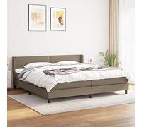 Sommier à lattes de lit avec matelas 200x200 cm taupe tissu cadre complet tête de lit réglable matelas ressorts ensachés surmatelas mousse confort literie chambre adulte solution sommeil complète