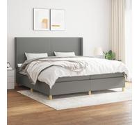 Sommier à lattes de lit avec matelas 200x200cm Gris foncé Tissu sommier tapissier réglable matelas ressorts ensachés surmatelas mousse soutien moyen-dur confortable pour chambre à adulte lot complet