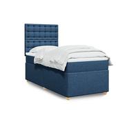 vidaXL Sommier à lattes de lit avec matelas Tissu Bleu 100x200 cm