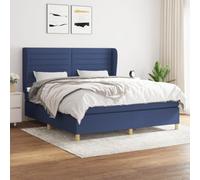 Sommier à lattes de lit avec matelas Bleu 160x200 cm Tissu complet avec tête de réglable matelas à ressorts ensachés surmatelas mousse pour chambre adulte adolescent lit double nuit réparatrice