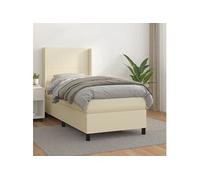 Sommier à lattes de lit avec matelas Crème 80x200 cm Similicuir