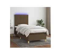 vidaXL Sommier tapissier et matelas et LED Marron foncé 90x190cm Tissu