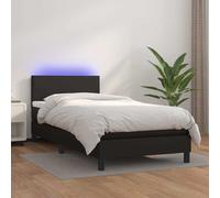 vidaXL Sommier tapissier avec matelas et LED Noir 120x200cm Similicuir