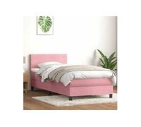 vidaXL Sommier à lattes de lit avec matelas et LED rose 80x220 cm velours 3316718 Rose
