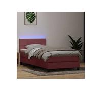 vidaXL Sommier à lattes de lit avec matelas et LED rose 80x220 cm velours 3316910 Rose