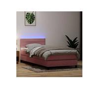 vidaXL Sommier à lattes de lit avec matelas et LED rose 80x220 cm velours 3317006 Rose