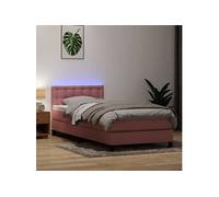 vidaXL Sommier à lattes de lit avec matelas et LED rose 80x220 cm velours 3317294 Rose