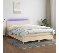 Boxspring met matras en LED stof crÃmekleurig 140x190 cm3133554