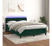 vidaXL Boxspring met matras en LED fluweel donkergroen 140x190 cm3134642 Vert G