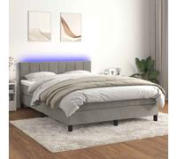 Sommier à Lattes de Lit avec Matelas LED Rembourré Gris Foncé 140x200 cm vidaXL
