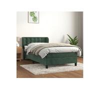 vidaXL Lit à sommier tapissier avec matelas Vert foncé 90x190 cm