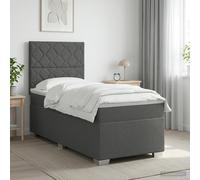 vidaXL Lit boxspring avec Matelas Noir 90 x 200 cm Tissu, Mobilier de Chambre, lit Moderne, sommier, Cadre Ajustable, Confort de Sommeil, Installation intérieure à la Maison