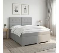 vidaXL Lit boxspring avec Matelas Gris Clair 180 x 200 cm Tissu