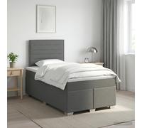 vidaXL Lit boxspring avec matelas 140 x 190 cm tissu gris clair moderne cadre ajustable