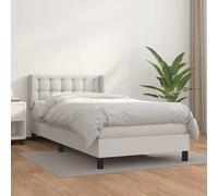 Sommier à Lattes de Lit avec Matelas Rembourré Blanc 90x190 cm Similicuir vidaXL