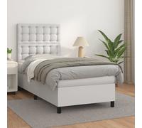 vidaXL Lit à sommier tapissier avec matelas Blanc 90x190 cm Similicuir