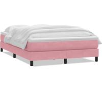 Sommier à lattes de lit avec matelas rose 160x210 cm velours