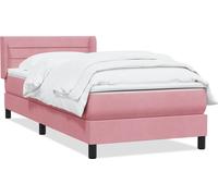 Sommier à lattes de lit avec matelas rose 90x210 cm velours