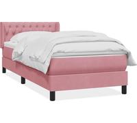 Sommier à lattes de lit avec matelas rose 90x210 cm velours