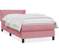 Sommier à lattes de lit avec matelas rose 90x210 cm velours