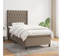 Sommier à lattes de lit avec matelas Taupe 90x200 cm Tissu Ressorts Ensachés Ensemble Complet pour Chambre à Coucher Tête de Lit Réglable Soutien Dos Lire TV Durable Nuit Réparatrice Confortable