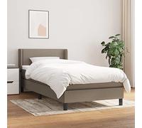 Sommier à lattes de lit avec matelas Taupe 90x200 cm Tissu, tête de lit réglable, ressorts ensachés, soutien moyen-dur, literie complète avec surmatelas mousse pour chambre adulte ou adolescent