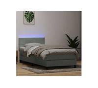 vidaXL Sommier à lattes de lit et matelas et LED gris clair 80x220 cm velours 3316905 Gris