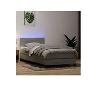 Sommier à lattes de lit et matelas et LED gris clair 80x220 cm velours 3317001