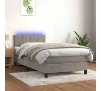 Sommier à Lattes de Lit et Matelas et LED Rembourré Gris Clair 80x200 cm vidaXL