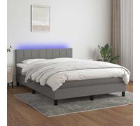 vidaXL Boxspring met matras en LED stof donkergrijs 140x190 cm3133150 Gris G