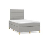 vidaXL Sommier à lattes de lit et matelas gris clair 120x190 cm tissu