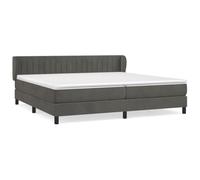 Sommier à Lattes de lit et Matelas Gris foncé 200x200cm Velours avec Cadre de lit en Bois Massif, tête de lit réglable, literie Confortable pour Chambre à Coucher Moderne