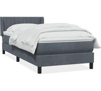 Sommier à lattes de lit et matelas gris foncé 80x210 cm velours