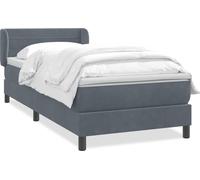 Sommier à lattes de lit et matelas gris foncé 80x210 cm velours