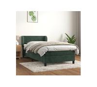 vidaXL Lit à Sommier et Matelas - Vert Foncé