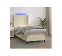 Sommier à lattes de lit matelas LED Crème 80x200cm Similicuir