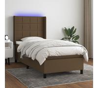 Sommier à Lattes de Lit Matelas LED Rembourré Marron Foncé 80x200cm Tissu vidaXL