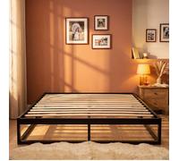 Olympe Literie Sommier à Lattes 160x200cm Leonidas | Cadre de lit en métal Noir Robuste | 25 cm de Hauteur | Livré en kit Facile à Monter | Rangement intégré
