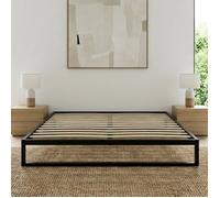 Olympe Literie Sommier à Lattes 140x190cm Pandore Hauteur 25 cm | Cadre de lit en métal Noir avec 13 Lattes en Bois de peuplier | Rangement sous Le lit | Montage Facile