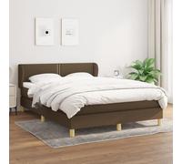 Sommier à lattes lit avec matelas ressorts ensachés Marron foncé 140x190 cm Tête de lit réglable, soutien moyen-dur, surmatelas mousse, literie complète confortable pour chambre à coucher